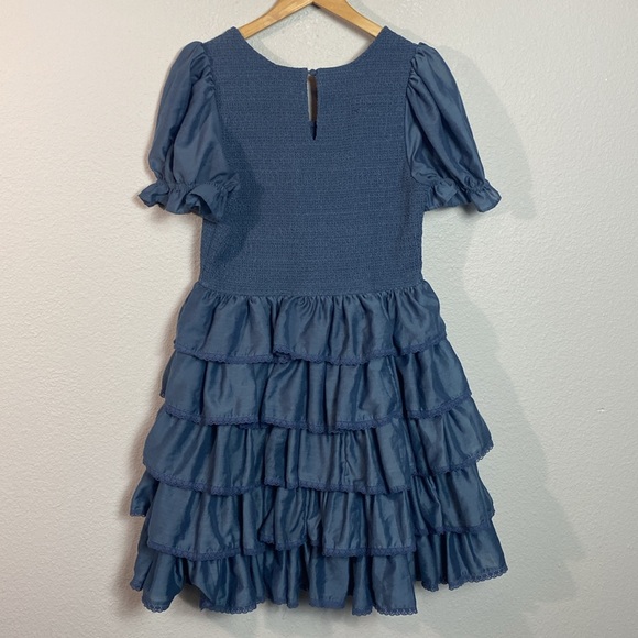 JessaKae Solid Blue Ruffle‎ Dress - Picture 6 of 6